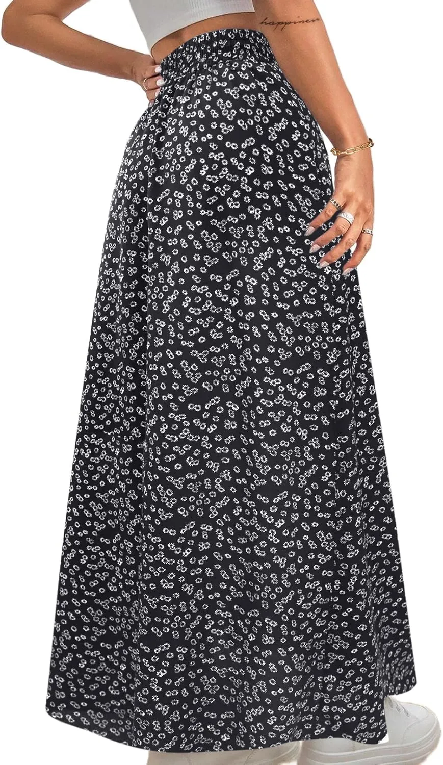 Avanova Women Boho Floral Slit Maxi Skirt Split Thigh High Waisted Long Sexy Skirt