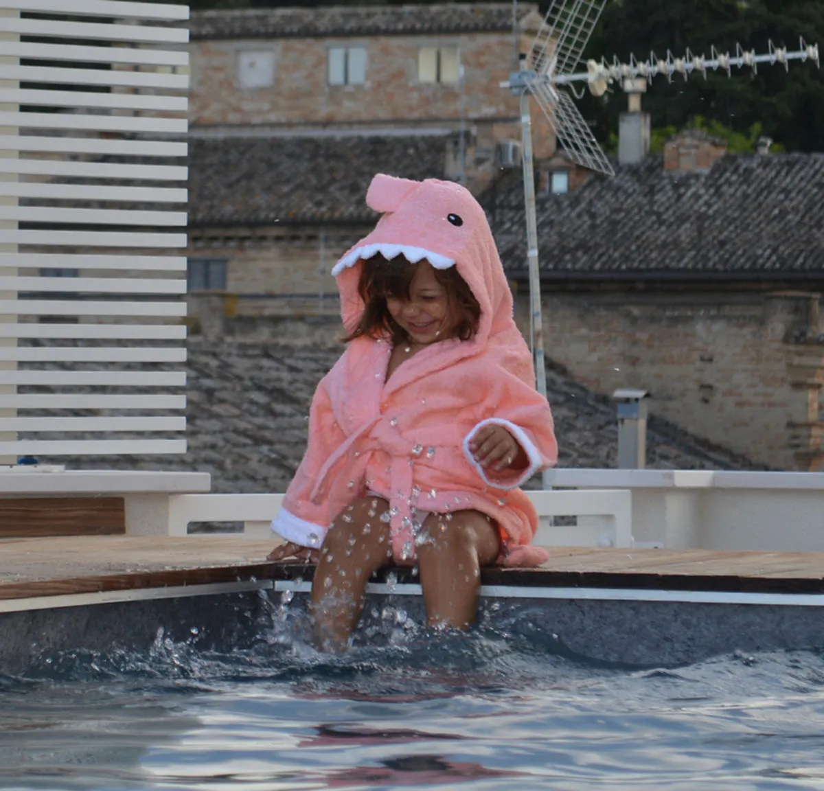 Baby Bathrobe Cotton Pink Shark