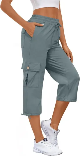Bestbee Cargo Capris Hiking Pants for Women, Lightweight Quick Dry Outdoor Athletic Travel Casual Trousers with 6 Pockets