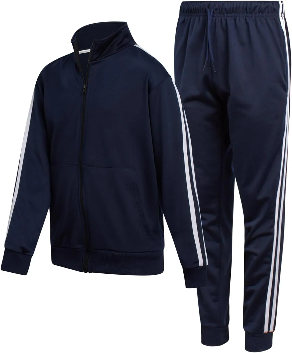 Boys' Tricot Jogger Set - 2 Piece Active Performance Zip-Up Tracksuit Set (Size: 4-18)