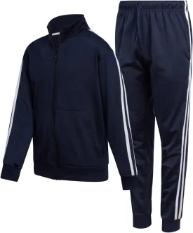 Boys' Tricot Jogger Set - 2 Piece Active Performance Zip-Up Tracksuit Set (Size: 4-18)
