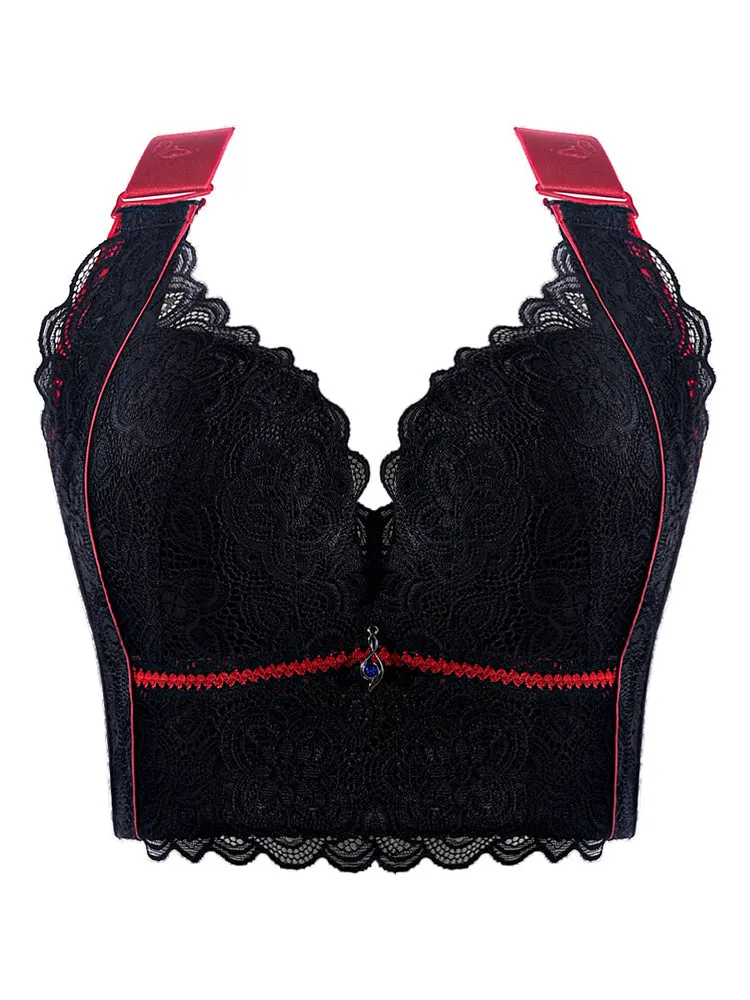 Breathable Lace Longline Wire-free Push Up Bras