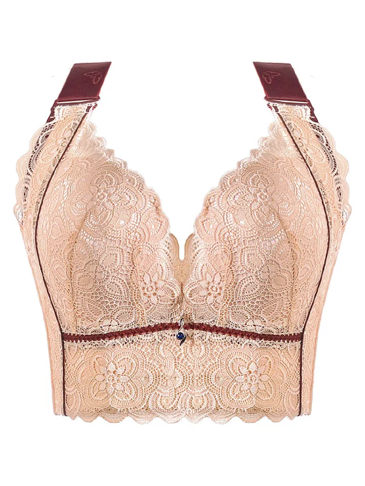 Breathable Lace Longline Wire-free Push Up Bras