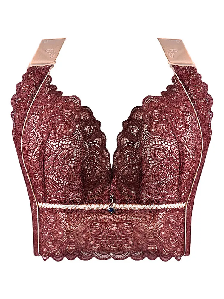 Breathable Lace Longline Wire-free Push Up Bras