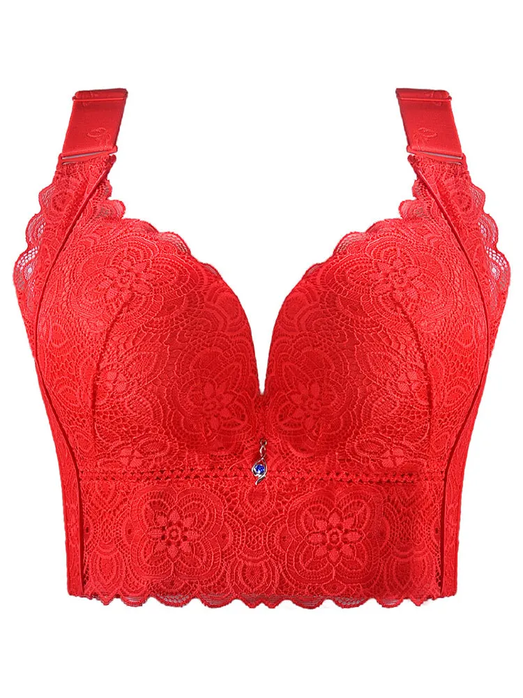 Breathable Lace Longline Wire-free Push Up Bras