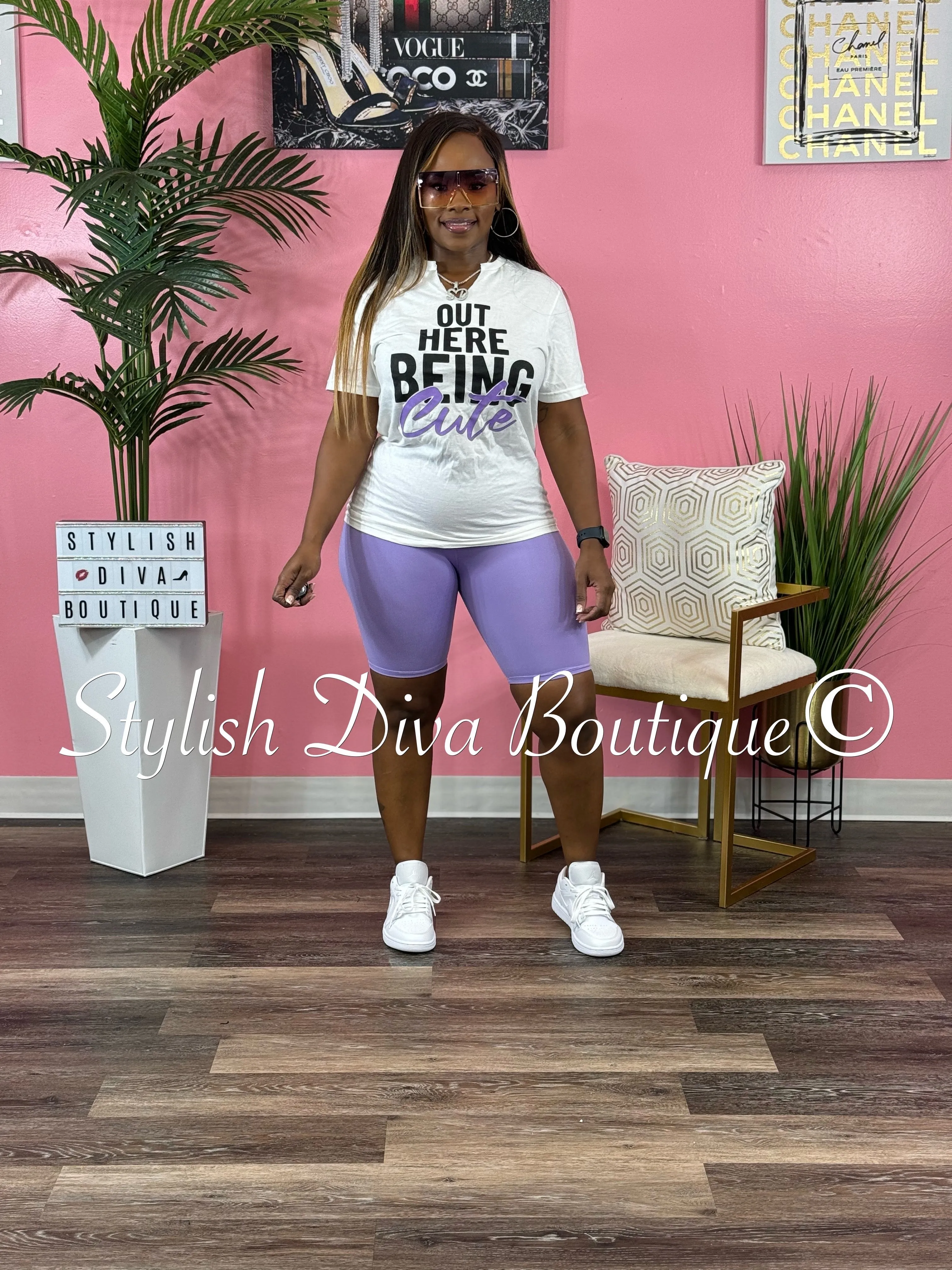 Butter Soft Biker Shorts up to 3XL (Lilac)