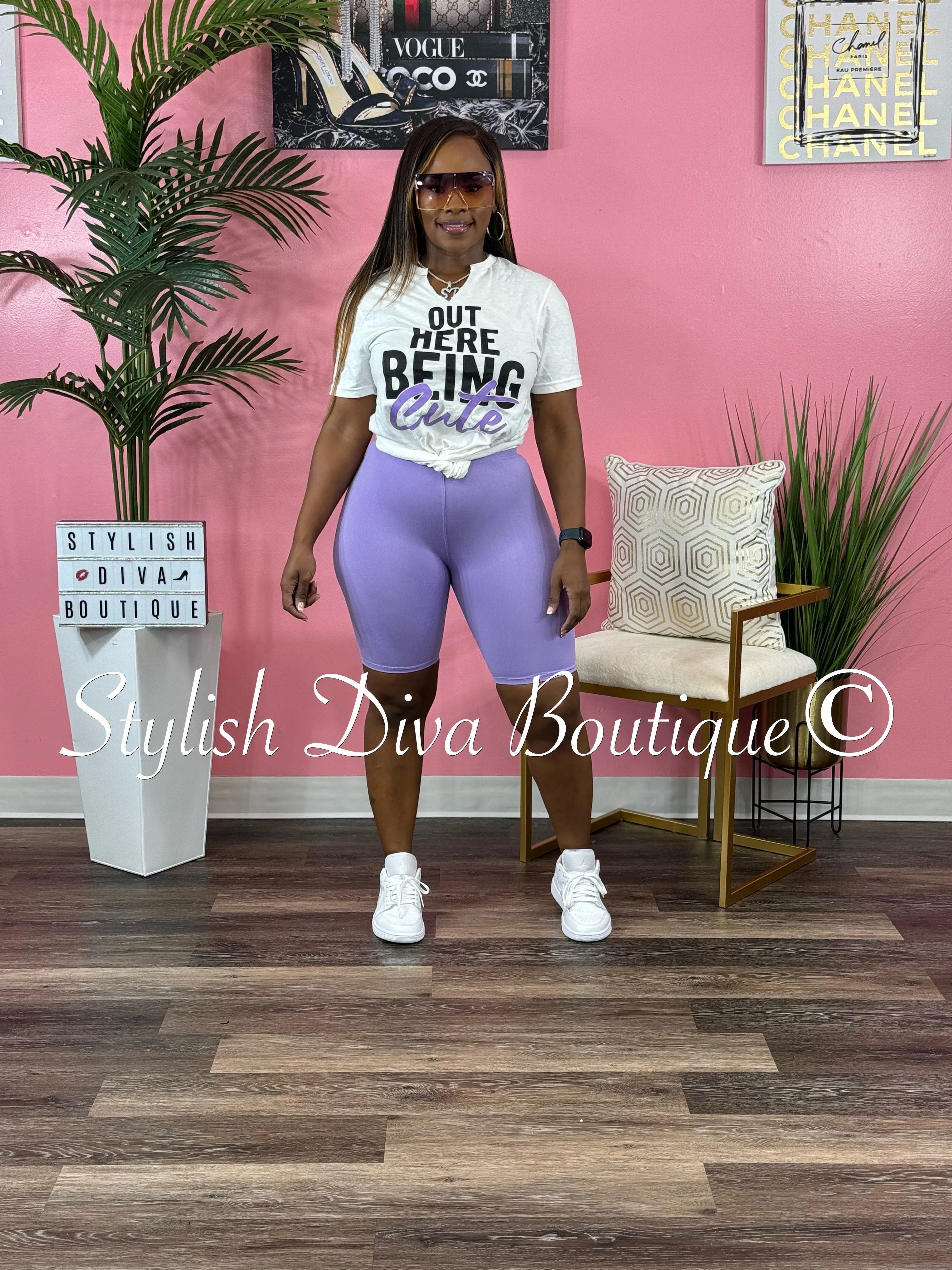 Butter Soft Biker Shorts up to 3XL (Lilac)