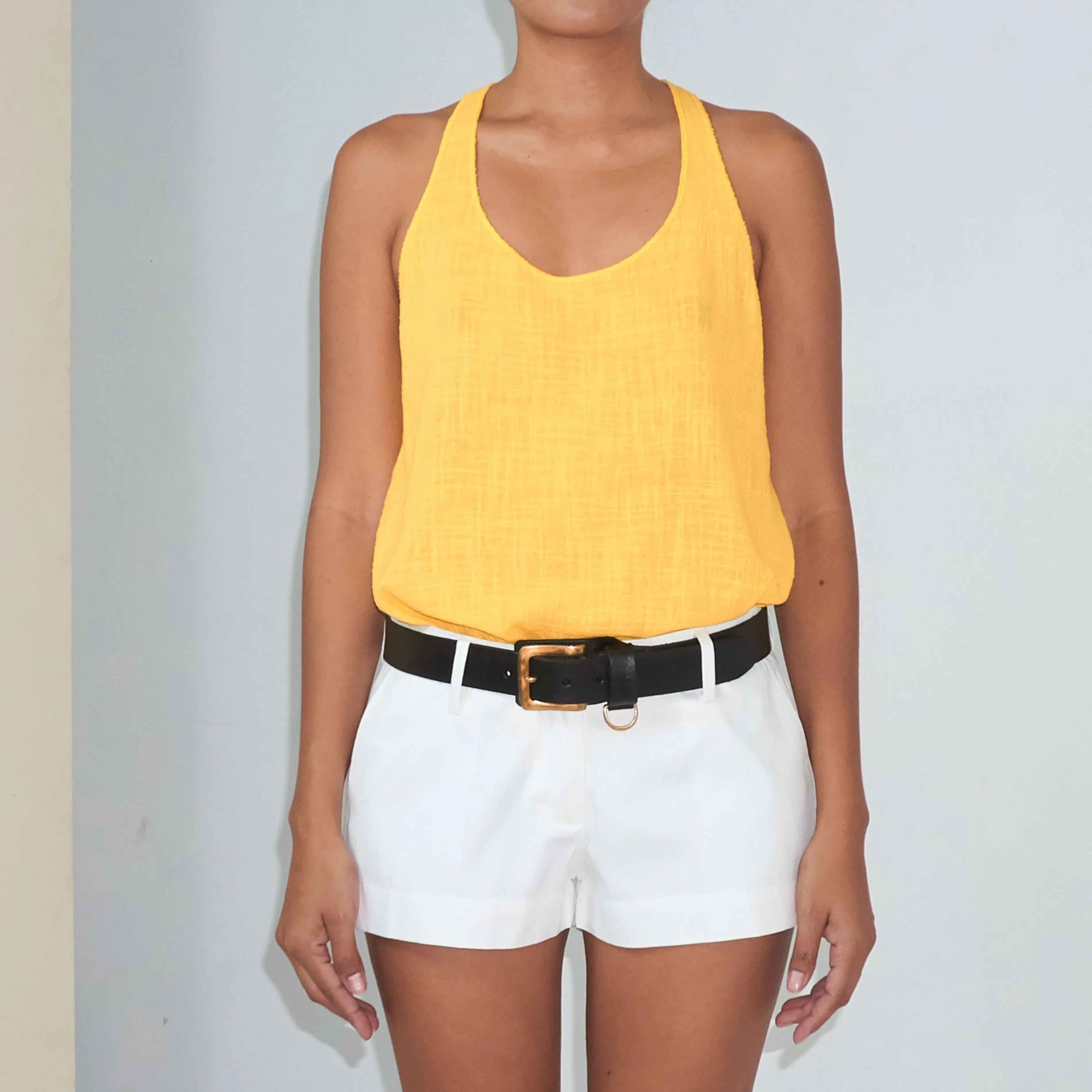 DAUN RACER TANK TOP - Cotton Gauze | Bright Yellow