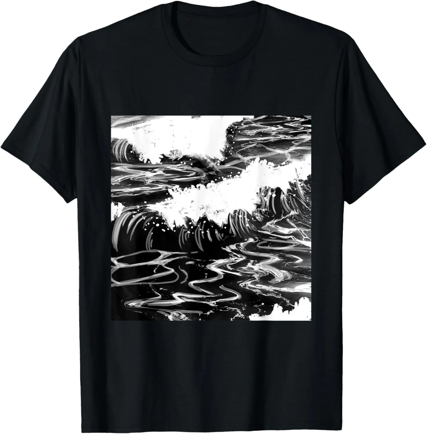 Deep Ocean Monochrome Cool Nature Sea Waves Ocean Lover Gift T-Shirt