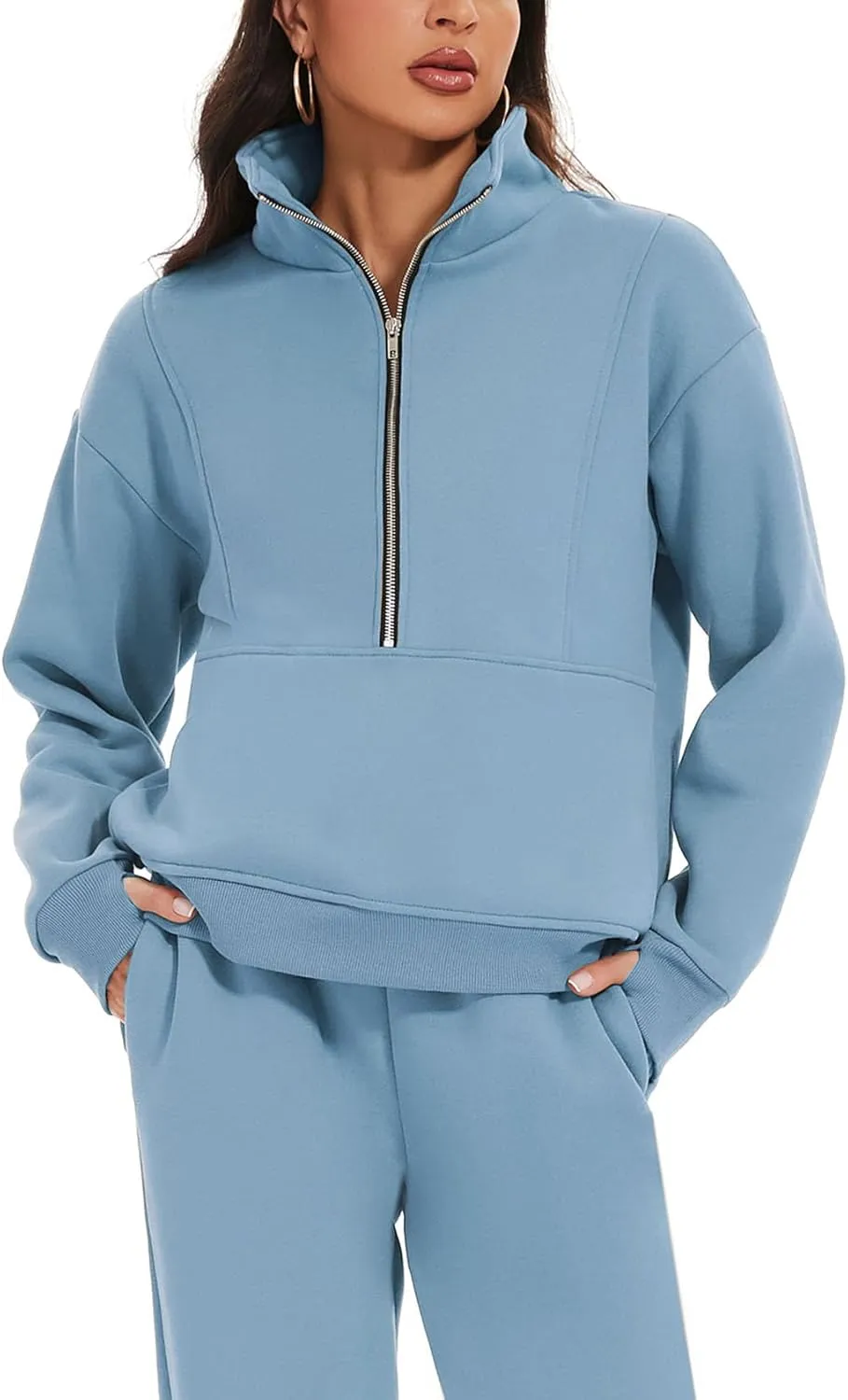 Eisctnd Womens Fleece 2 Piece Sweatsuit Lounge Set Long Sleeve Sweatshirt Jogger Pants Tracksuit Sweatsuit 2025 Fall Sets