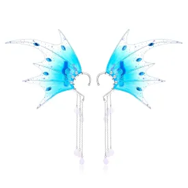 Elf Ear Cuffs, Handcraft Fairy Elven Cosplay Fantasy Costume Bridal Wedding Earrings for Non Pierced EarsMermaid Ears costume party Halloween mermaid dress up (Dark Blue)