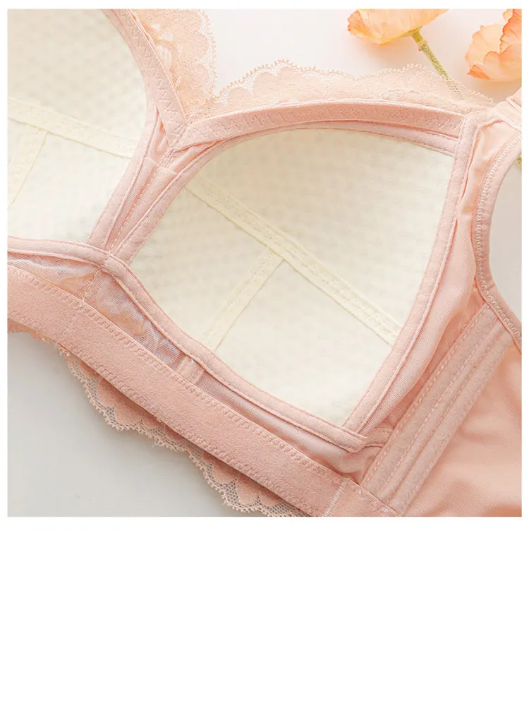 Floral Lace Side Support Wireless Minimizer Bra