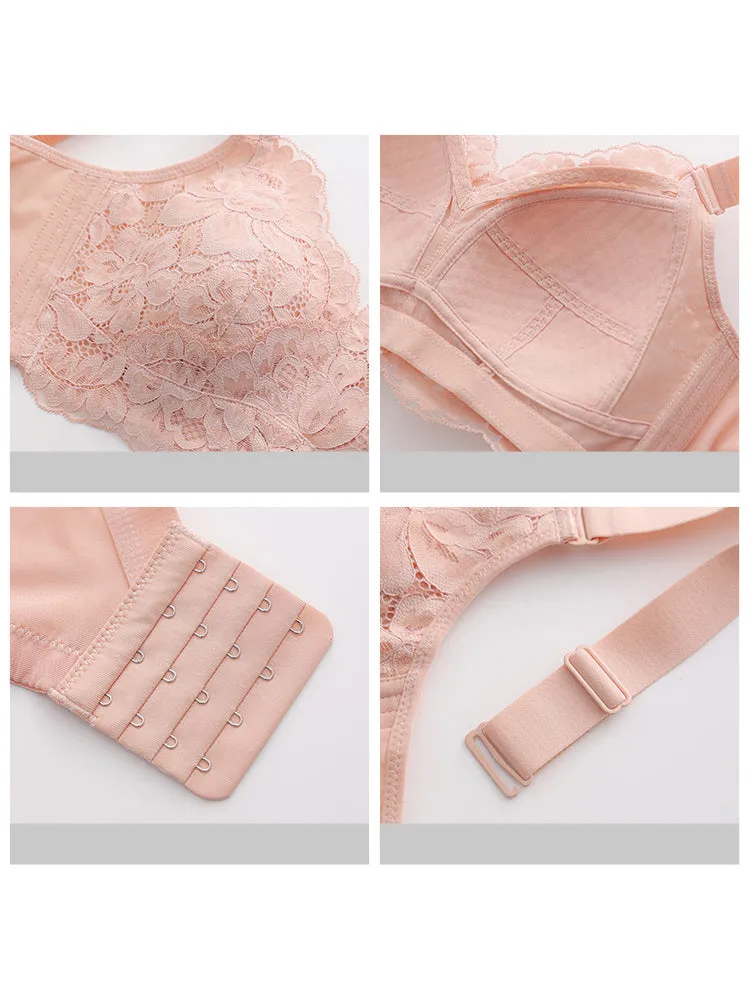 Floral Lace Side Support Wireless Minimizer Bra