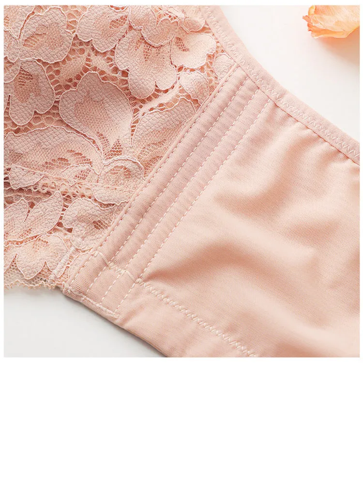 Floral Lace Side Support Wireless Minimizer Bra