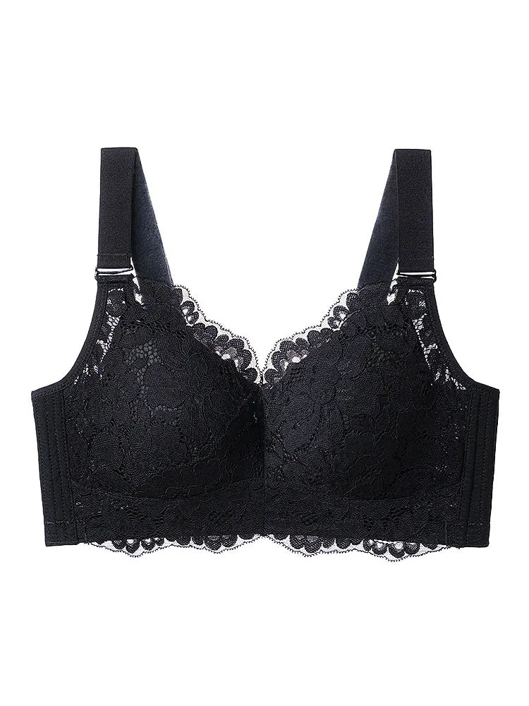 Floral Lace Side Support Wireless Minimizer Bra