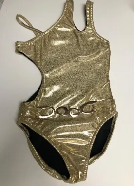 Gold Shinny Foil Link Angle 1 Shoulder Monokini