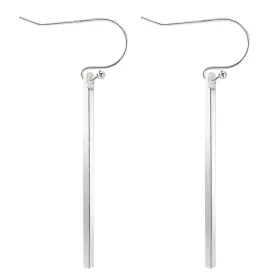 Handmade 925 Sterling Silver Dangle Earrings Hypoallergenic Stick Drop Earrings Minimal Long Vertical Bar Dangling Earrings for Women Fashion Trendy - Silver