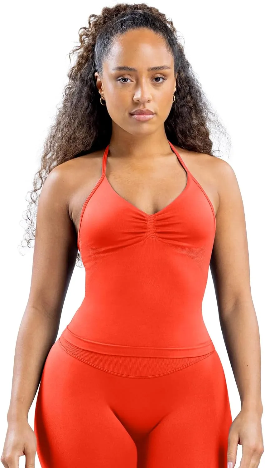 Impact Longline Strappy Top Women Halter Tops Workout Tank Compression Gym Fitness