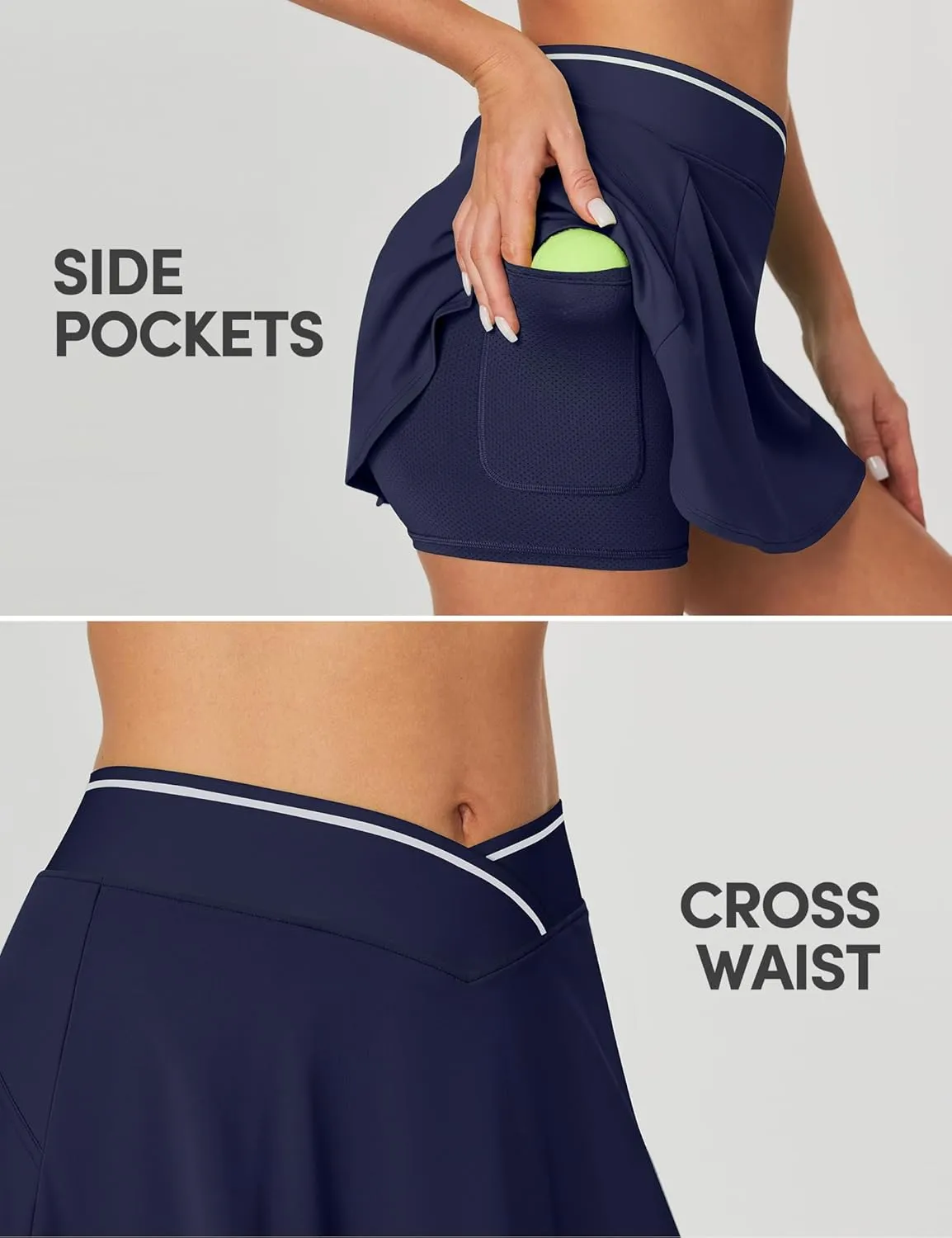 IUGA Athletic Skorts for Women Tennis Skirt with Pockets Cross Waist Athletic Skirt for Golf Pickleball