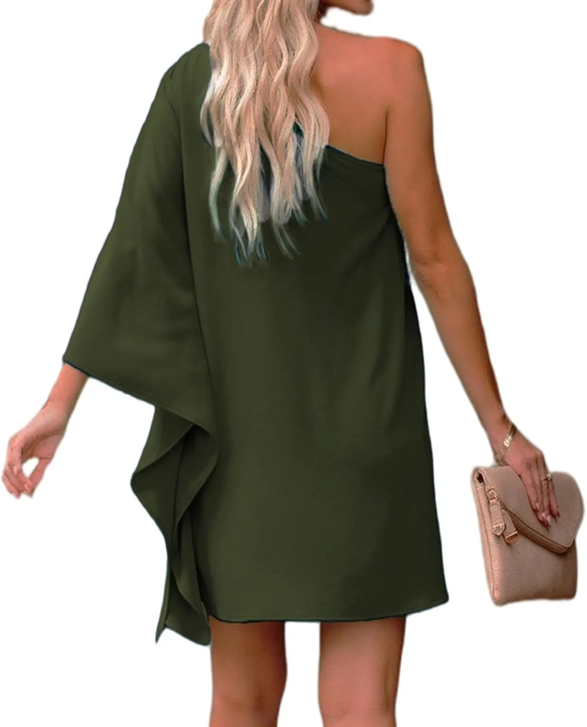 Jhsnjnr Women's Casual Batwing Sleeve One Shoulder Dresses Summer Club Party Cocktail Dresses