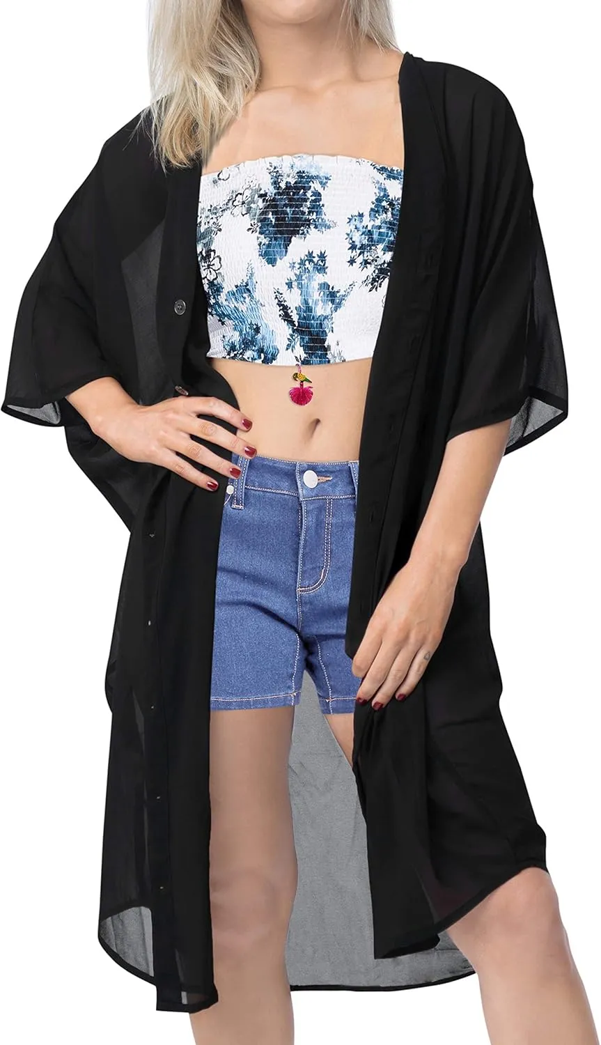 LA LEELA Women's Kimono Beach Casual Loose Top
