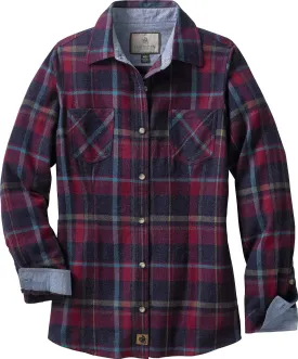 Legendary Whitetails Womens Cottage Escape Flannel Long Sleeve Plaid and Solid Color Clothes, Fitted Button Down