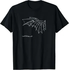 Leonardo Da Vinci Flying T Shirt, Artwork Sketch T-Shirt