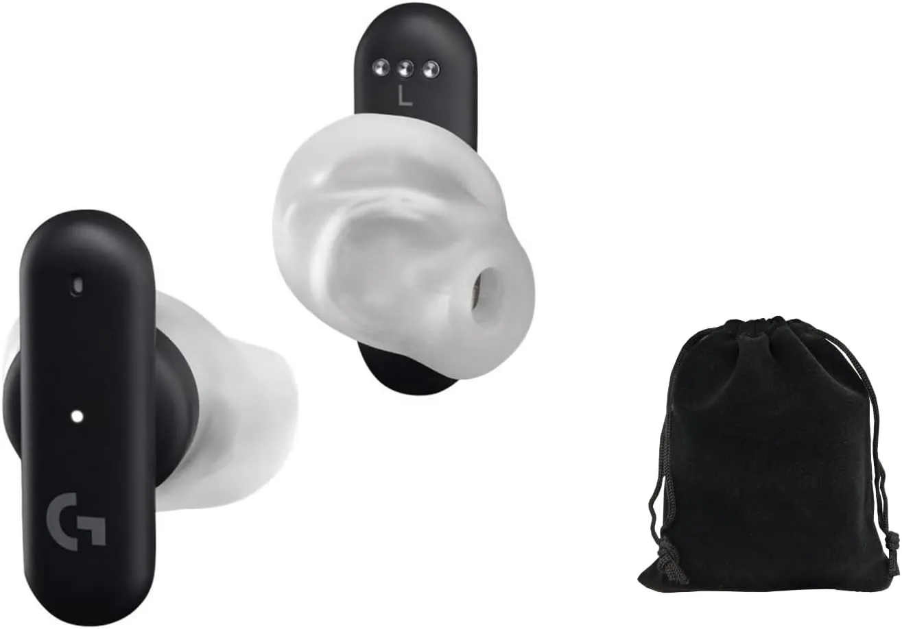 Logitech G FITS True Wireless Gaming Earbuds, Lightspeed   Bluetooth, Custom Molded Fit, Dual Beamforming Mics, Noise Cancellation, 22h Battery, PC, Mac, PS5, PS4, Nintendo Switch, Black, W/Pouch