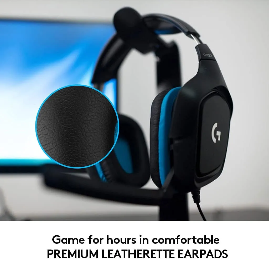 Logitech G432 Wired Gaming Headset, 7.1 Surround Sound, DTS Headphone:X 2.0, Flip-to-Mute Mic, PC (Leatherette) Black/Blue