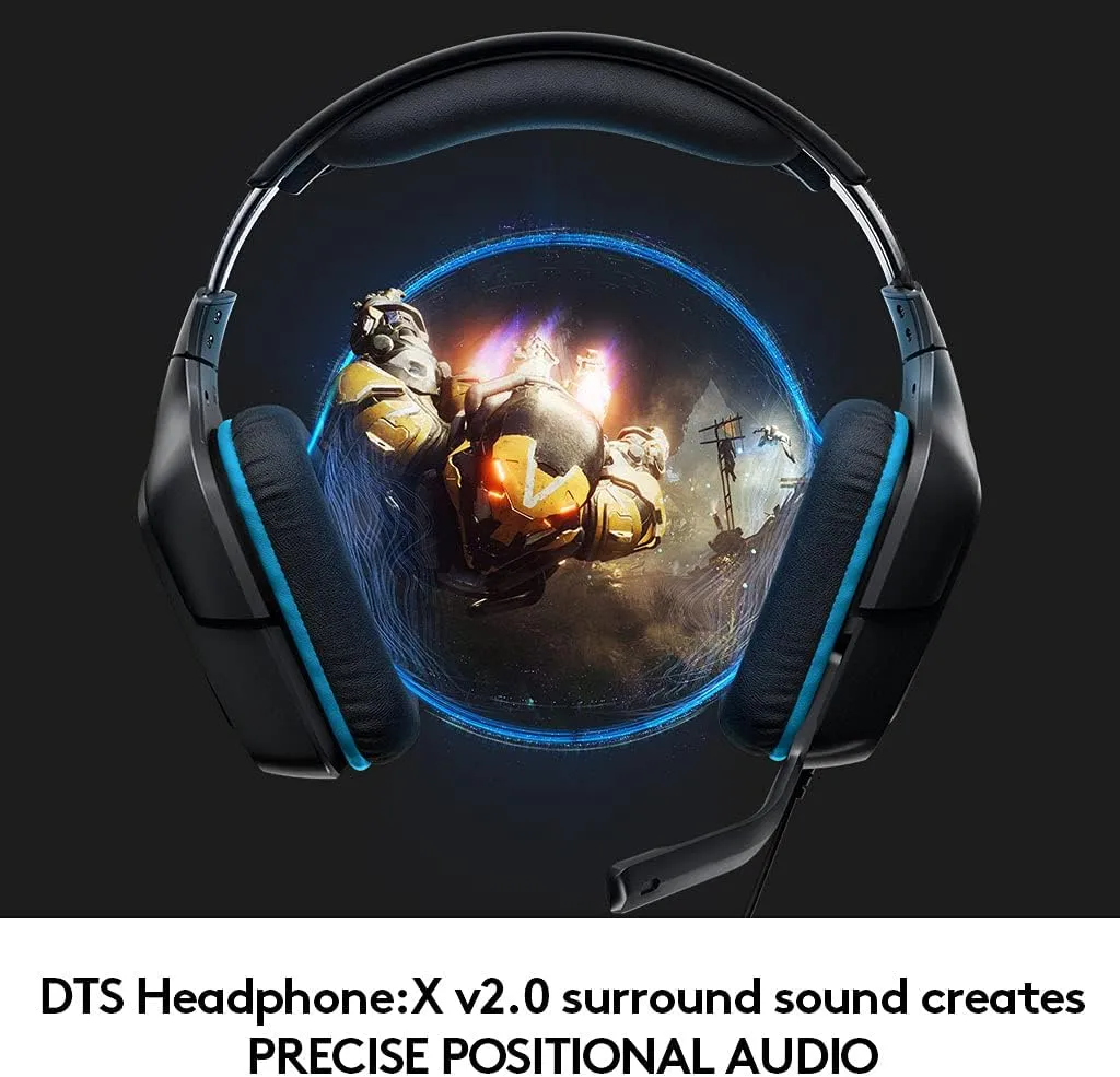 Logitech G432 Wired Gaming Headset, 7.1 Surround Sound, DTS Headphone:X 2.0, Flip-to-Mute Mic, PC (Leatherette) Black/Blue