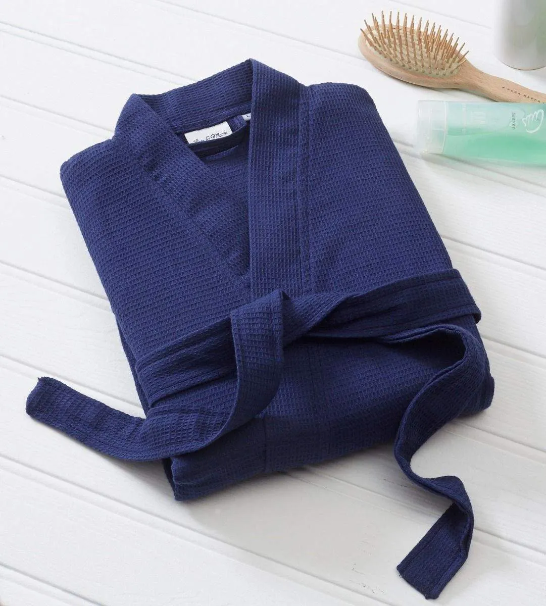 Luxury 100% Cotton Kimono Waffle Bathrobe