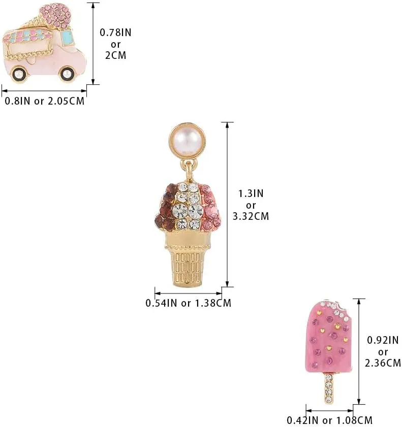 Madison Tyler 3 Pairs Colorful Fun Drink Earrings | Summer Trio Stud Earrings | Holiday Party Earrings for Women | Summer Beach Earrings Collection