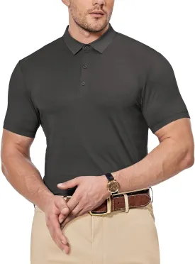 Mens Dry Fit Golf Shirt Performance Polo Short Sleeve Athletic Collared Mesh Shirt Moisture Wicking Seamless Tech