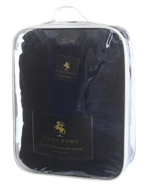 Men's Full Length Terry Bathrobe, Navy, L/XL