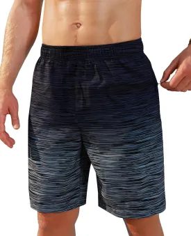Men's Swim Trunks 9 Inch Printed Quick Dry Swim Shorts with Zipper Pocket No Liner Board Shorts Bathing Suit