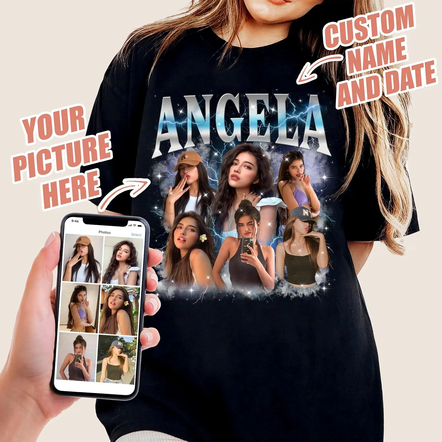 Mit & Mia Custom Bootleg Rap Tee Shirt for Boyfriend Girlfriend Custom Face Tshirt Vintage Graphic Shirt Gift Idea Birthday