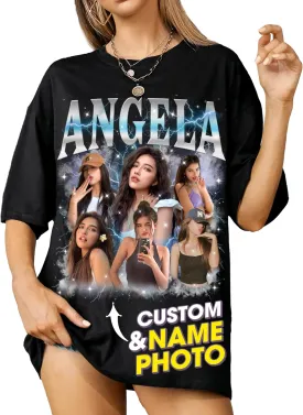 Mit & Mia Custom Bootleg Rap Tee Shirt for Boyfriend Girlfriend Custom Face Tshirt Vintage Graphic Shirt Gift Idea Birthday