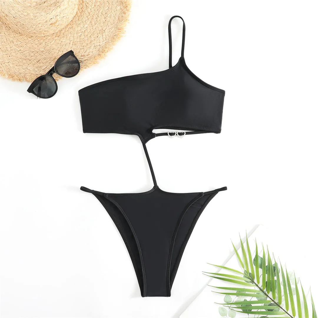 Mona Sexy Asymmetric One Shoulder High Leg Monokini