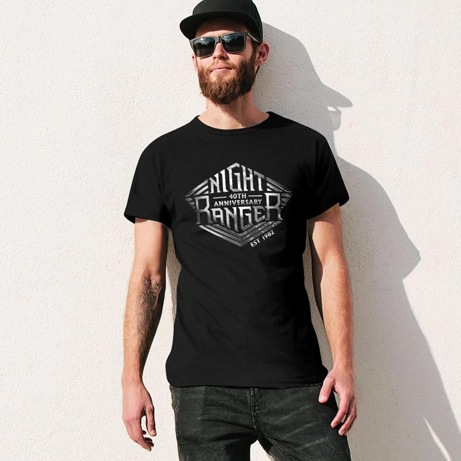 Night Rock Band Ranger Shirt Male's Trendy Graphic T-Shirt Casual Short Sleeve Tops