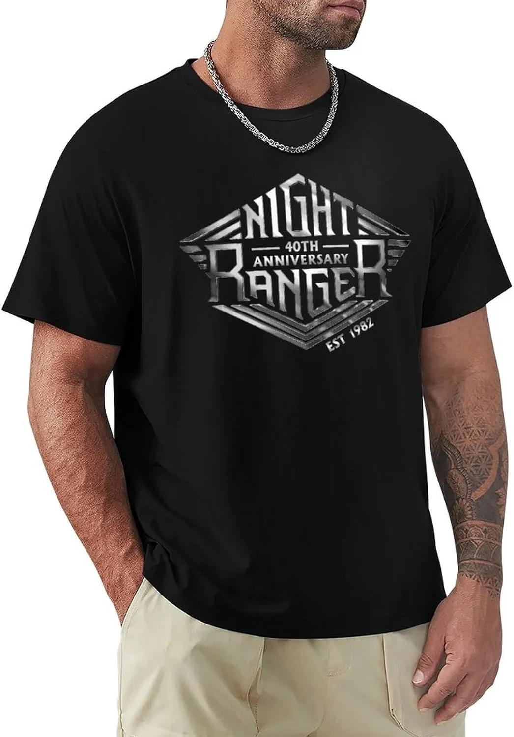 Night Rock Band Ranger Shirt Male's Trendy Graphic T-Shirt Casual Short Sleeve Tops