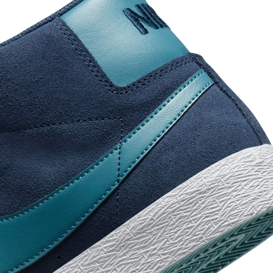 Nike SB Blazer Mid Skate Shoe - Midnight Navy/Noise Aqua-Midnight Navy