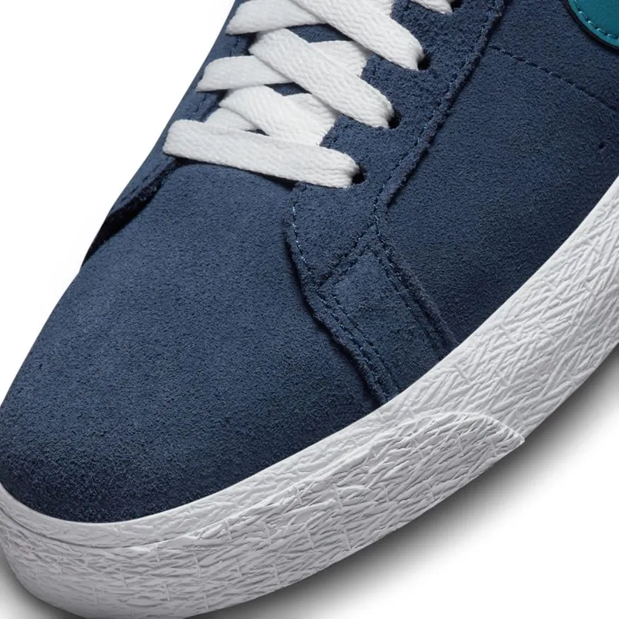Nike SB Blazer Mid Skate Shoe - Midnight Navy/Noise Aqua-Midnight Navy