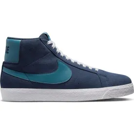 Nike SB Blazer Mid Skate Shoe - Midnight Navy/Noise Aqua-Midnight Navy