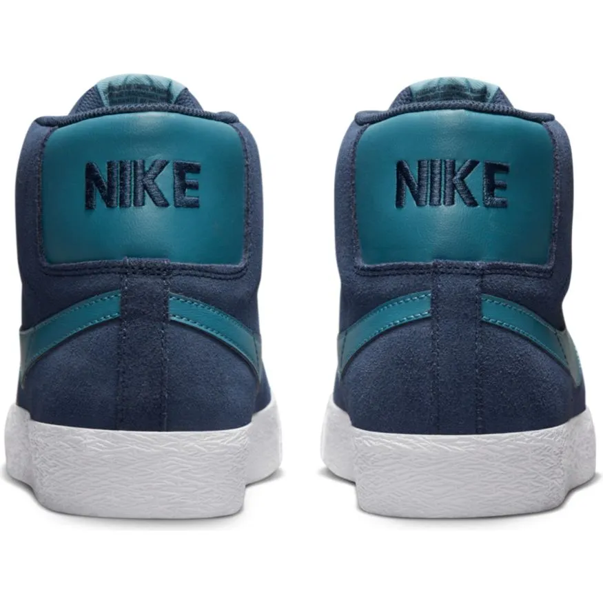 Nike SB Blazer Mid Skate Shoe - Midnight Navy/Noise Aqua-Midnight Navy