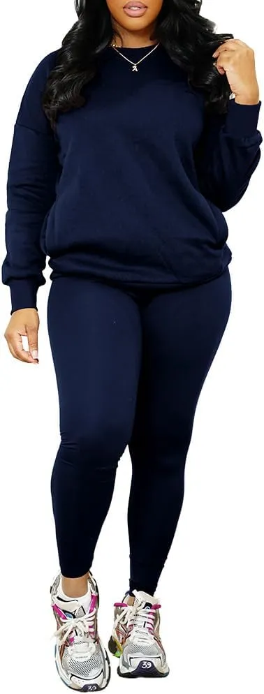 Nimsruc 2 Piece Outfits For Women Sweatsuits Sets Casual Long Sleeve Pullover Jogger Sweat Pants Set With Pocket