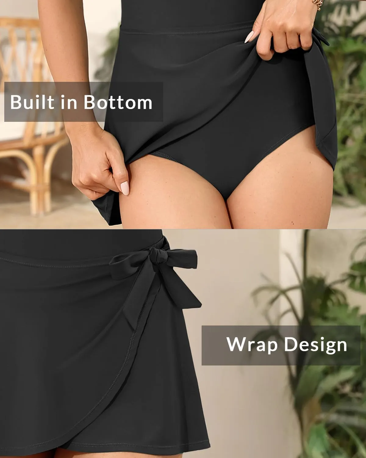 One Piece Swimdress for Women - Tummy Control Swimsuit with Skirt 2025 Wrap Tie Side Bathing Suit Dress