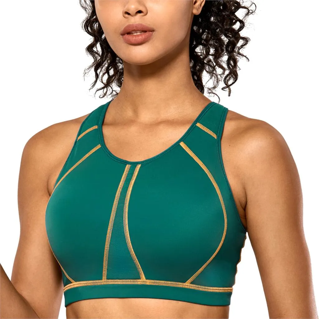 Plus size high impact padded full coverage wireless sports bras (Size 34C - 44F)