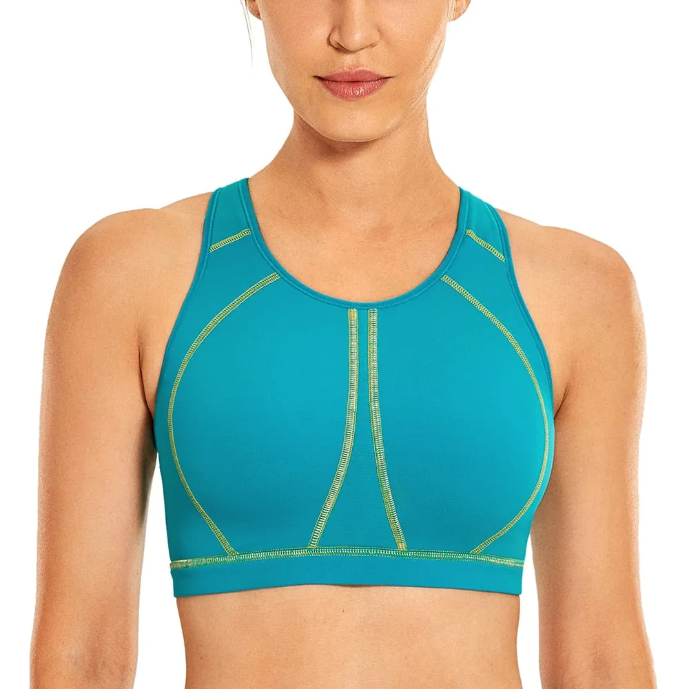 Plus size high impact padded full coverage wireless sports bras (Size 34C - 44F)