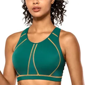 Plus size high impact padded full coverage wireless sports bras (Size 34C - 44F)