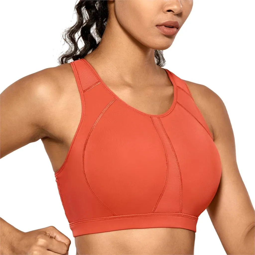 Plus size high impact padded full coverage wireless sports bras (Size 34C - 44F)